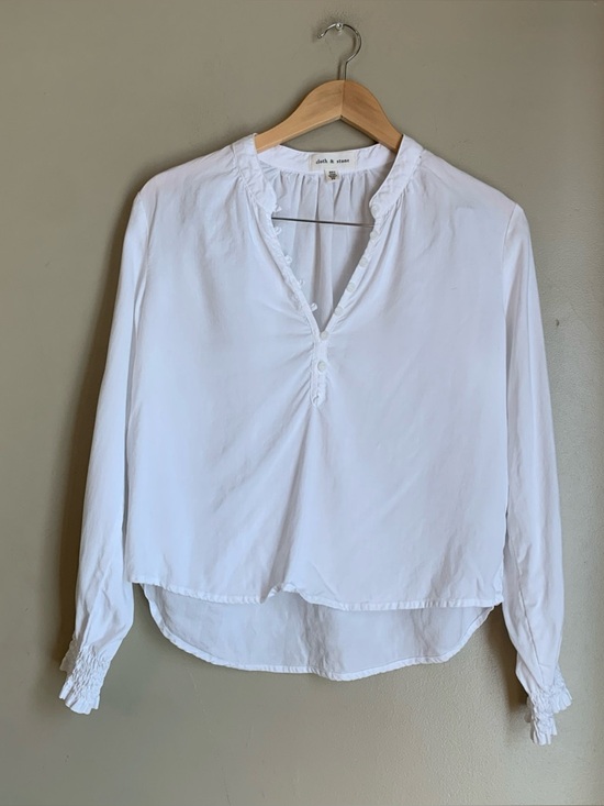 cloth & stone Tops - Cloth & Stone White Tencel Lyocell Peasant Blouse Petite Small Prairie Cottage